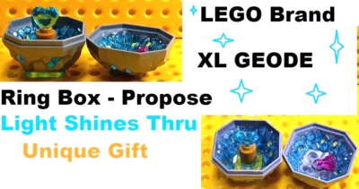 LEGO Geode Sapphire Crystal Rock RING BOX Proposal Gift Box Heart Ring Wedding - Image 1 of 2