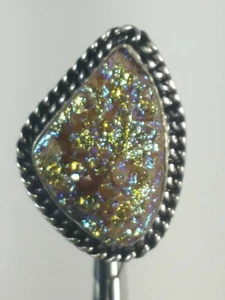 ANILLO PLATA ESTERLINA DRUZY QUART TITANIO ORO AZUL AGUA AMARILLO TALLA 7,25 7,8g - Imagen 1 de 12