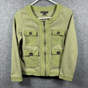 Banana Republic Women's Petite Small Green Utility Jacket Button Pocket Zip Up - Picture 1 of 7