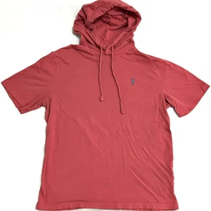 Polo Ralph Lauren Men's S Short Sleeve Red Lightweight Hoodie Shirt Blue Pony - Picture 1 of 14