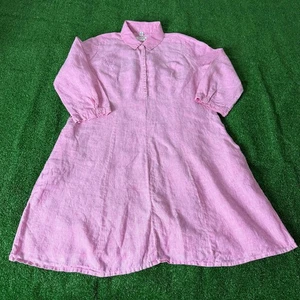 Malvin I Love Hemdblusenkleid Leinen 3/4 Arm Nadelstreifen Taschen rosa Kragen Gr. XL - Bild 1 von 17