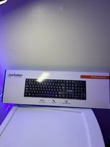 Manhattan 104-key Black Wired Keyboard with Built-in 5 ft. (1.5 m) USB-A Cable - Picture 1 of 2