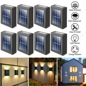 Solarenergie LED Garten Licht Weiß Wand Zaun Tür Draußen Wasserdicht Lampe - Picture 1 of 17