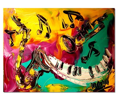 PIANO JAZZ BY  MARK KAZAV - ORIGINAL OIL PAINTING ABSTRACT MODERN ARGRTH - Image 1 of 2