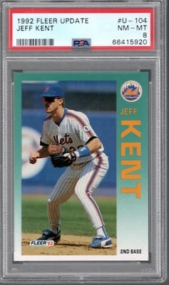 Jeff Kent 1992 Fleer Update #U-104 RC PSA 8 - Image 1 of 2