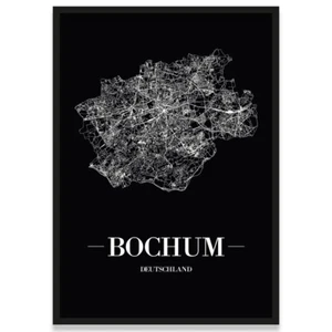 JUNIWORDS Stadtposter, Bochum, Schwarz, Kunstdruck Plan Map - Bild 1 von 7