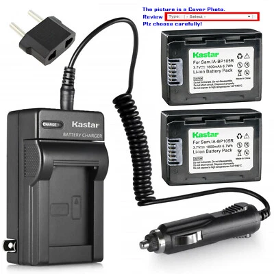Cargador de batería Kastar IA-BP105R para Samsung HMX-H300 H303 H304 H305 HMX-H320 Foto 1 de 4