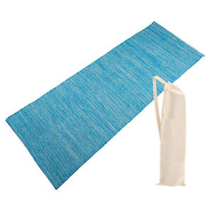 Simple Handloom Cotton Anti Skid & Non Slip Mat For Exercise Sky Blue Color