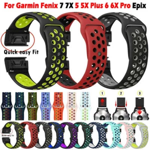 Correa de reloj de silicona de ajuste rápido solar para Garmin Fenix 3 5 5X 6 6X Pro 7X - Imagen 1 de 61