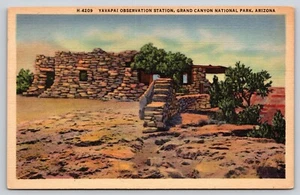 Postal Estación de Observación Yavapai Parque Nacional del Gran Cañón Arizona Lino - Imagen 1 de 2