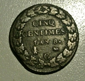 RARE 5 CENTIMES AN 8 G frappèe Genève SUISSE - Picture 1 of 2