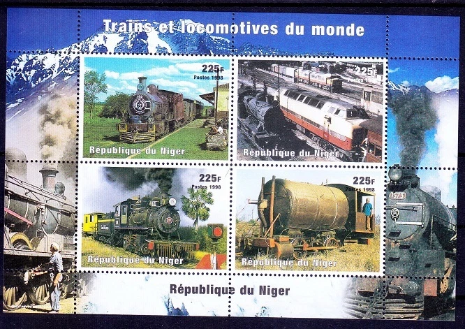 Niger 1998 MNH SS, Railways, Train, Steam Engines Locomotives   - Image 1 of 1