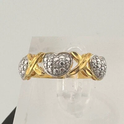 XOXO Triple Heart Ring with Diamond 14 kt Gold Overlay .925 Sterling - Image 1 of 4