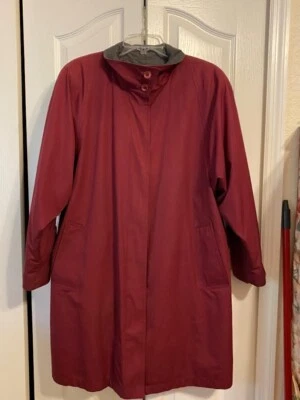 Gabardina London Fog para mujer con botones rojo arándano lana forro con cremallera talla 12 Foto 1 de 4