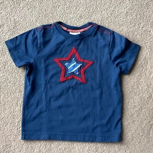 HANNA ANDERSSON KIDS SHORT SLEEVED SHIRT, 110, 4-6, STAR ON BLUE, COTTON PULLOVE - Picture 1 of 3