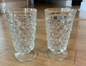 2 Vintage Indiana Whitehall Colony Cubist Clear 6" Iced Tea/Water Glasses - Picture 1 of 7