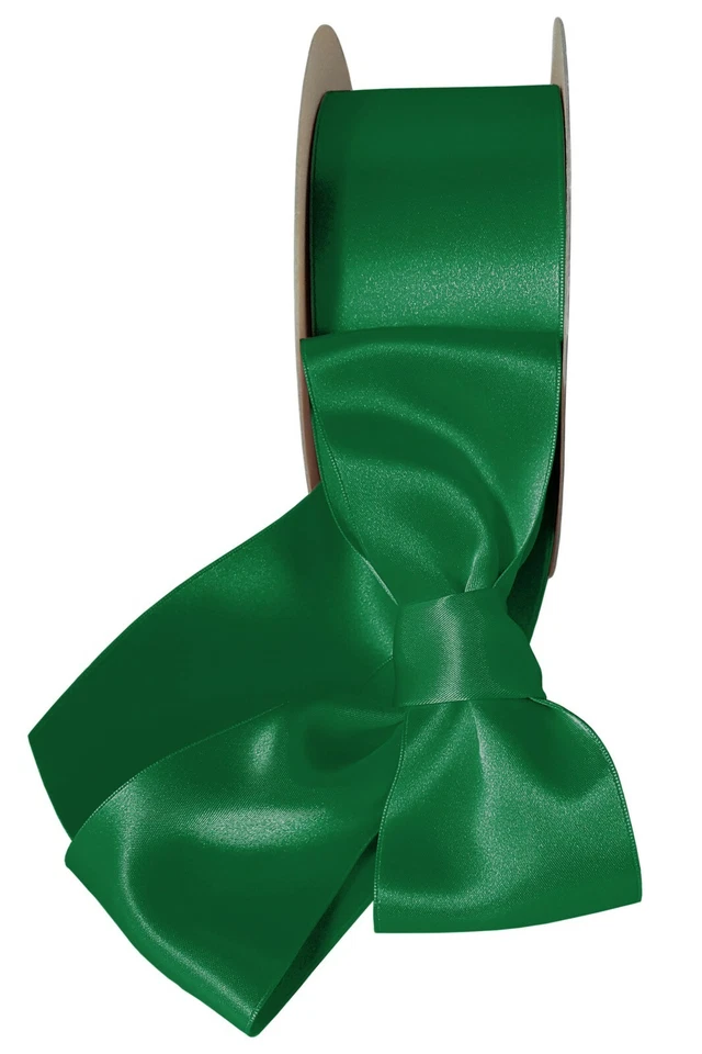 10 Yds Forest Emerald Green Double Faced Satin Ribbon2 1/4" Width sew,craft - Image 1 of 1