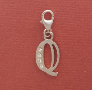 Sterling Silver Letter Q Clip on Charm Initial Solid 925 clipon Pendant - Picture 1 of 1