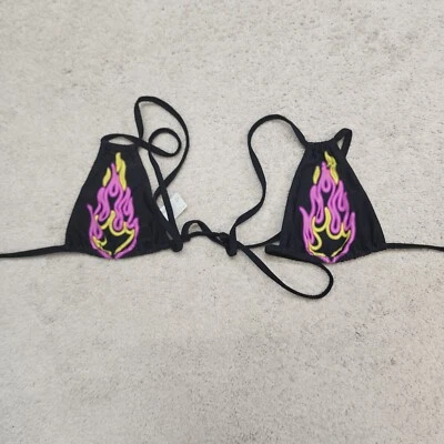 Top de bikini con tiras talla 6 negro estampado de llama de neón múltiple de ASOS Swim para mujer Foto 1 de 4