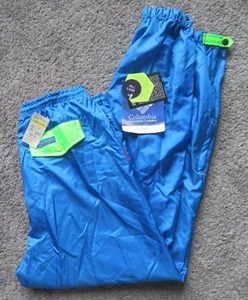 NWT VTG NEW 1990s MEN LARGE COLUMBIA GORGE PANTS NEON BLUE GREEN SKI WIND RUN - Picture 1 of 6