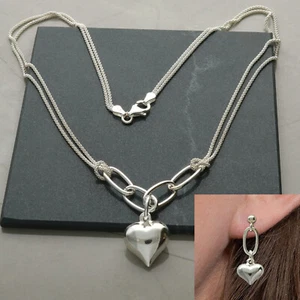 Collar de cadena de cuerda anudada y corazón de plata esterlina para damas - Imagen 1 de 7
