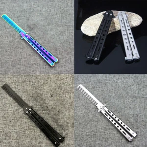 US 1-2 Pcs Practice BALISONG METAL BUTTERFLY Assorted Trainer Knife BLADE Comb B - Picture 1 of 24