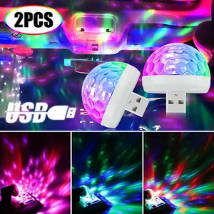 2 piezas USB Mini Disco Bola Coche Fiesta Atmósfera Barra de Luz Colorido Activado - Imagen 1 de 10