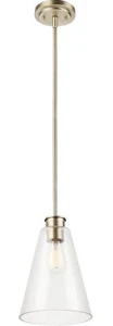 Globe Electric Gizele 1-Light Brass Pendant Light with Seeded Glass Shade - Picture 1 of 4