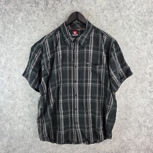 Quiksilver Shirt Mens Extra Large Black Button Up Short Sleeve Check 11793 - Picture 1 of 11