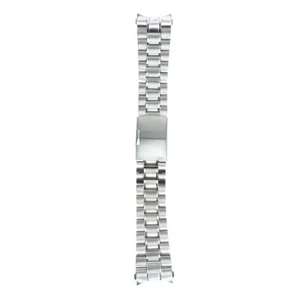 Edelstahl Armband Uhrenarmband Strap gebogenes Ende massiv Glieder silber 24 mm - Bild 1 von 12