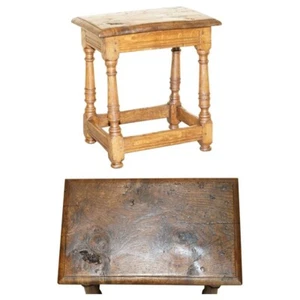 STUNNING HEAVILY BURRED OAK ANTIQUE 18TH CENTURY CIRCA 1780 JOINTED STOOL TABLE - Picture 1 of 20