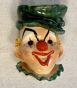 Vintage Lefton Exclusives Clown Head Vase 4498/A Circus Japan Foil Sticker - Picture 1 of 4