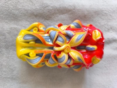 NEW fire yellow red big candle handmade light modern gift idea original decor - Image 1 of 4