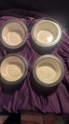 Set of 4 Heath Rim Brown and White Fruit/Dessert Bowls 5.25” - Image 1 of 4