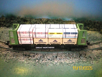 American Flyer custom  928 Flatcar with lumber/building pallets By Ficus Prod tm - Image 1 of 4