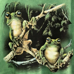 VTG 2001 THE MOUNTAIN FROG Tie Dye Leather Tag Kids Youth Nature T Shirt L - Picture 1 of 9