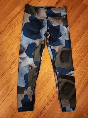 NWT $59 WOMEN'S CALVIN KLEIN Performance Black/Grey/Blue Pixel Print Leggings M - Image 1 of 4