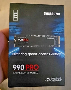 Samsung 990 PRO 1TB SSD M.2 NVMe Internal Black PC Gaming PS5 (MZ-V9P2T0BW) NEW - Picture 1 of 1