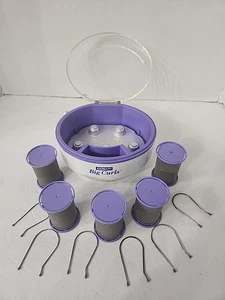 Conair Big Curls 5 Hot Rollers & Clips TS60 Pageant Prom Curlers Purple Flocked - Picture 1 of 6