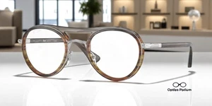 PERSOL PO2485V 1147 Striped Grey Grd Striped Brow Demo Lens 48 Unisex Brille - Bild 1 von 2