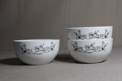 3 cuencos de cereales BLANCO Y NEGRO con diseño floral Foto 1 de 3