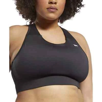 Reebok Womens Plus Size Running Sports Bra Essentials Night Black Size 2X - Image 1 of 4