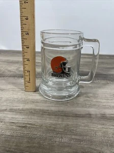 VINTAGE NFL Cleveland Browns Heavy 3D Glass Mug Glass SWEET - Picture 1 of 2