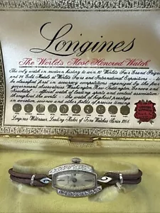 💎 Vintage Longines Diamant 14K Weißgold Armband Uhr - (funktioniert) - Bild 1 von 10