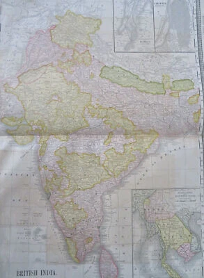 India Británica Calcuta Bombay Delhi Agra Goa Madras Hyderabad 1881 mapa Foto 1 de 4