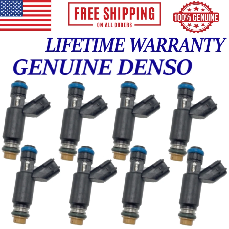 OEM DENSO New Set of 8 Fuel Injectors for 2007 Chevrolet Express 1500 5.3L V8 - Image 1 of 3