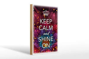 Holzschild Spruch 20x30 cm Keep Calm and shine on Holz Deko Schild wooden sign - Picture 1 of 5