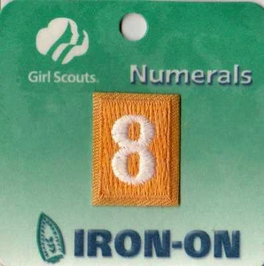 ~#8 Eight~ Yellow Daisy Girl Scouts Troop Nummer Ziffer Abzeichen Aufnäher~NEU - Bild 1 von 1