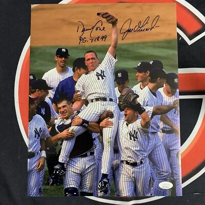 David Cone Joe Girardi Signed NY Yankees Perfect Game 11x14 Autographed JSA - Image 1 of 3