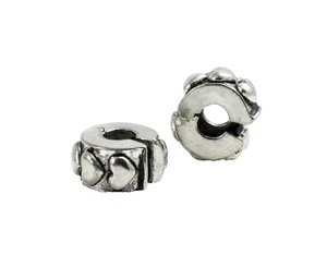 2 Metallperlen Clip Herz antik silber Ø 3,5 mm- Schmuck herstellen armband - Bild 1 von 2